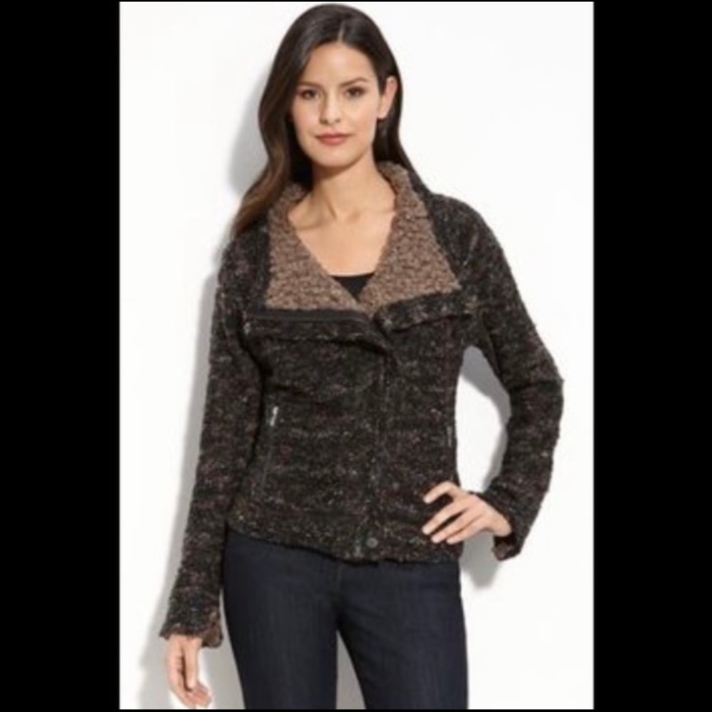 Anthro Curio NY Knit Wool Moto Jacket Coat - Picture 8 of 9